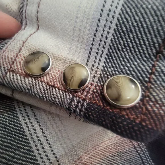 Vintage Wrangler Shirt Medium Plaid Pearl Snap Western Cowboy - Picture 5 of 7